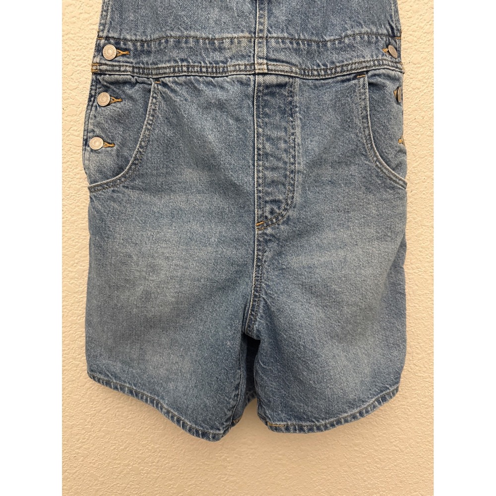 Levi's Womens Medium Denim Shortalls Blue Bib Overall Shorts Adjustable Cotton - Picture 4 of 14